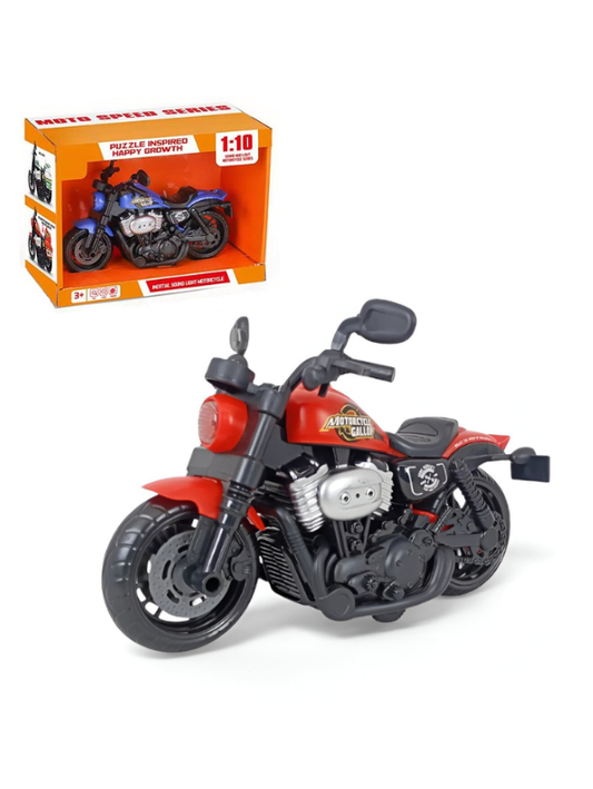 RoadRider - Diecast Motorcycle Toy with Pull Back Action, Lights & Sound Scale 1:10 - LMI15135.