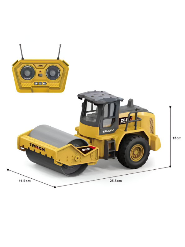 Road Roller Construction Vehicle Toy – Remote Control Realistic Construction Truck with Functional Roller & RC Controller for Kids LMI15360.