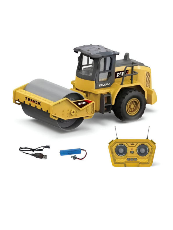 Road Roller Construction Vehicle Toy – Remote Control Realistic Construction Truck with Functional Roller & RC Controller for Kids LMI15360.