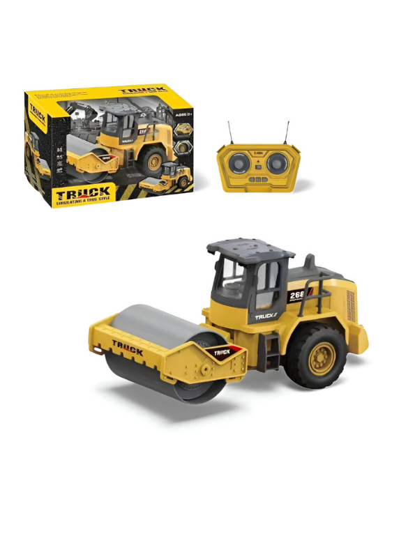 Road Roller Construction Vehicle Toy – Remote Control Realistic Construction Truck with Functional Roller & RC Controller for Kids LMI15360.