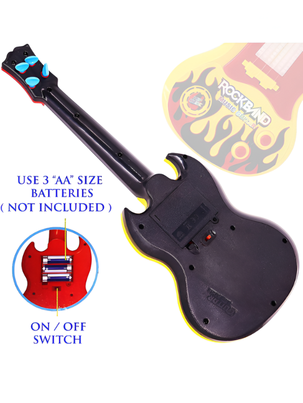 Rock Band Guitar Toy with Flashing LED Lights & Realistic Sound Effects LMI12845.
