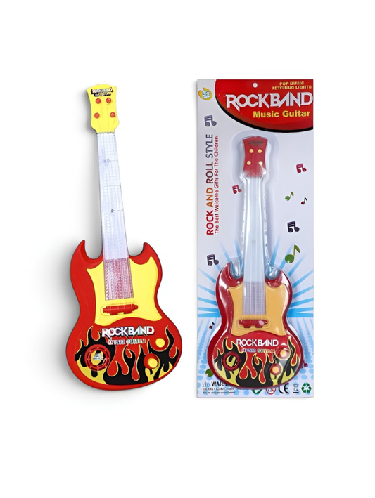 Rock Band Guitar Toy with Flashing LED Lights & Realistic Sound Effects LMI12845.