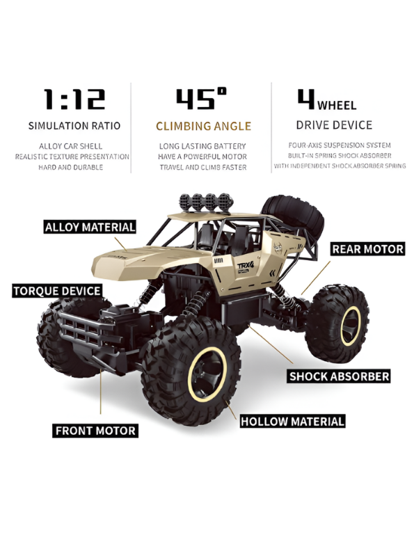 Rock Crawler 1:12 Alloy RC – 4WD Off-Road Remote Control Climbing Car MD679