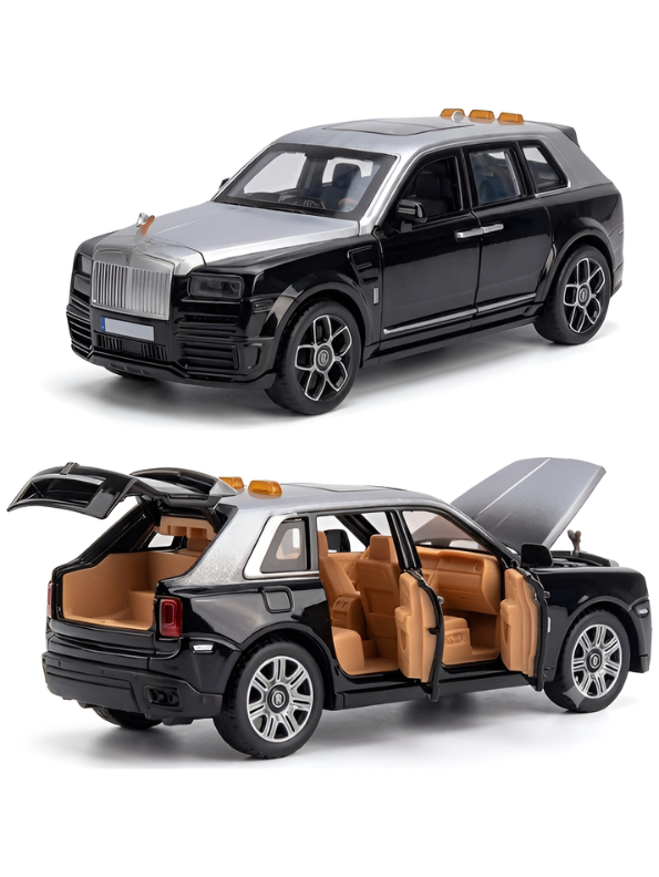 Rolls-Royce Cullinan 1/24 Scale Die-Cast SUV Model Car Black – Features Retractable Spirit of Ecstasy Emblem, Working Lights & Music LMI16845