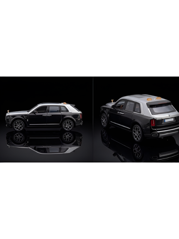 Rolls-Royce Cullinan 1/24 Scale Die-Cast SUV Model Car Black – Features Retractable Spirit of Ecstasy Emblem, Working Lights & Music LMI16845