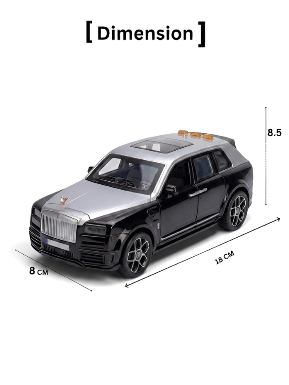 Rolls-Royce Cullinan 1/24 Scale Die-Cast SUV Model Car Black – Features Retractable Spirit of Ecstasy Emblem, Working Lights & Music LMI16845