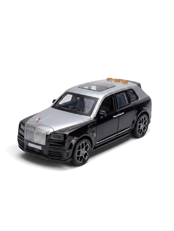 Rolls-Royce Cullinan 1/24 Scale Die-Cast SUV Model Car Black – Features Retractable Spirit of Ecstasy Emblem, Working Lights & Music LMI16845