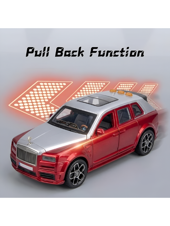 Rolls-Royce Cullinan 1/24 Scale Die-Cast SUV Model Car Red – Features Retractable Spirit of Ecstasy Emblem, Working Lights & Music LMI16845
