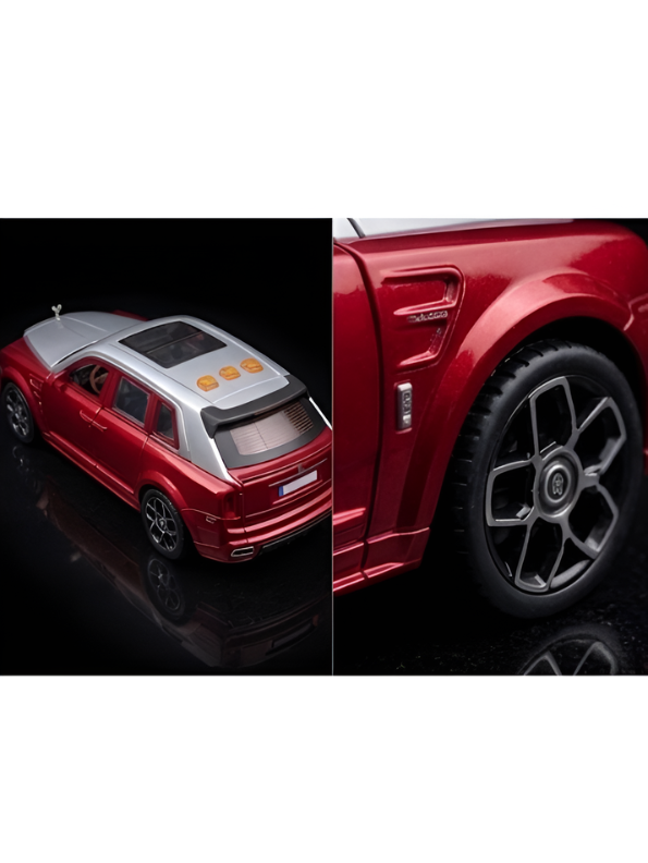 Rolls-Royce Cullinan 1/24 Scale Die-Cast SUV Model Car Red – Features Retractable Spirit of Ecstasy Emblem, Working Lights & Music LMI16845