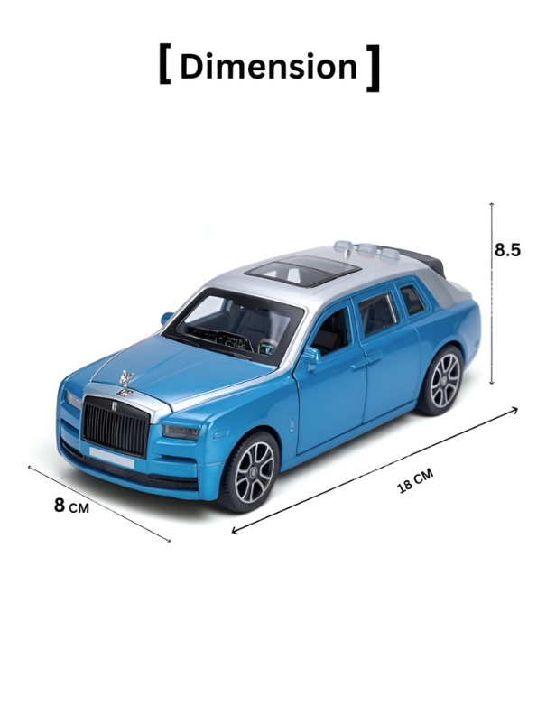 Rolls-Royce Cullinan 1/24 Scale Die-Cast SUV Model Car Blue – Features Retractable Spirit of Ecstasy Emblem, Working Lights & Music LMI16845