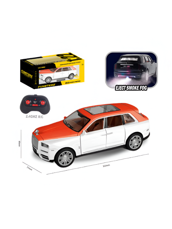 Orange - Rolls Royce Cullinan Remote Control Diecast Car with Spray, Light & Sound – Luxury RC Toy Model TV5801.
