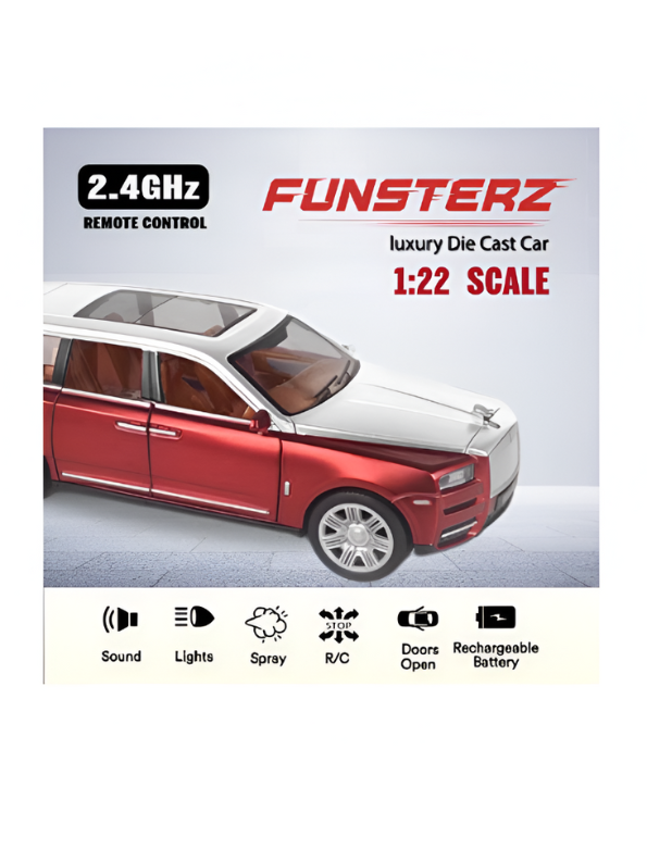 Red - Rolls Royce Cullinan Remote Control Diecast Car with Spray, Light & Sound – Luxury RC Toy Model TV5801.