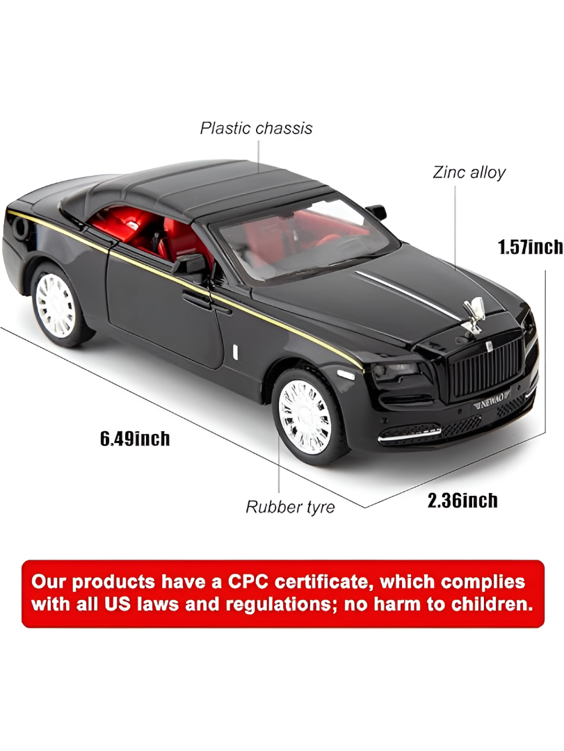 Rolls Royce Dawn Diecast Model Car 1:32 Scale Alloy Metal Toy Car Black LMI16111.