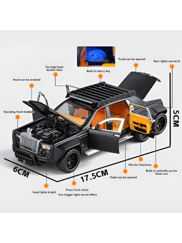 Rolls Royce Phantom 6x6 Alloy Diecast Metal Car Model 1:32 Scale | Collectible Luxury Car for Kids & Collectors TV5974