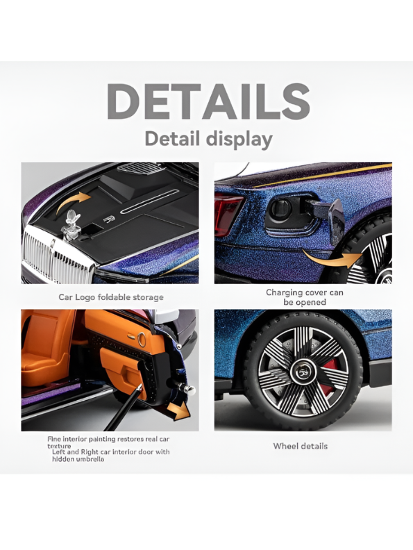 Rolls Royce Ghost Dawn Coupe Model Diecast Car Scale 1:24-Purple LMI15470