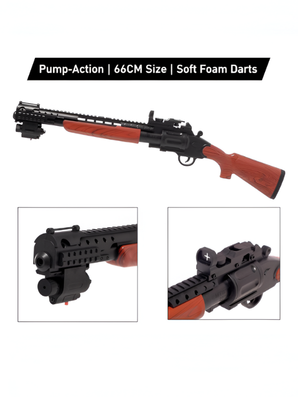 Royal Large Pump-Action Toy Shotgun for Kids – Foam Dart Blaster Rifle with Manual Loading, Realistic Wood-Texture Design, Role-Play Shooting Toy LMI13759.