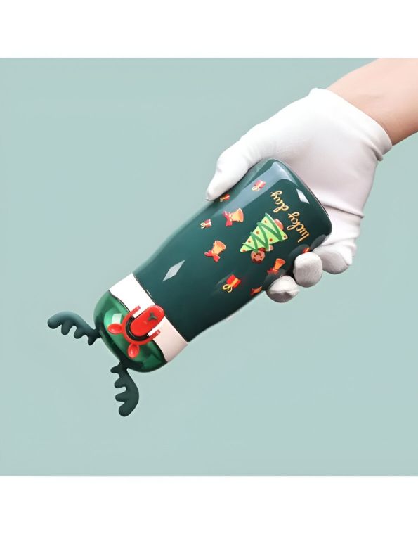Rudolph – Christmas Theme Kids Water Bottle 300ml | Cute Reindeer Design on Top | Leakproof & BPA-Free NOV3551.