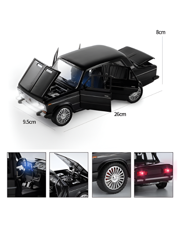 Russian Lada Diecast Model Car 1:18 Scale | Alloy Metal Collectible Car Black TV6222.