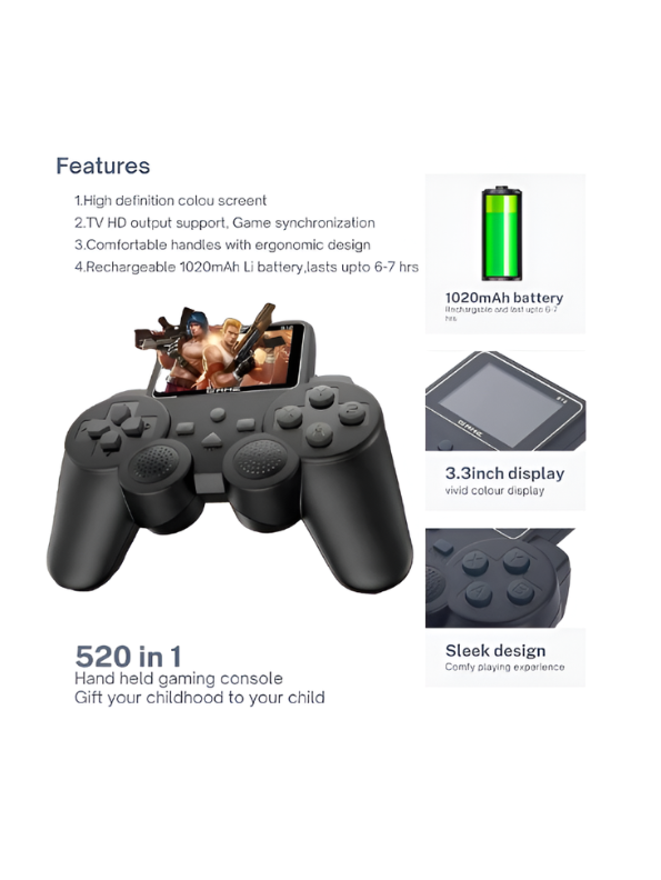 S10 Retro Handheld Game Console 520-in-1 Classic Games TV5409.