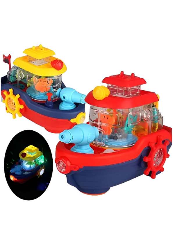 Musical Water Spray Ship Bath Toy for Toddlers with 3D Lights, Moving Gears & Automatic Water Cannon – Kids Bathtub & Pool Toy LMI15766