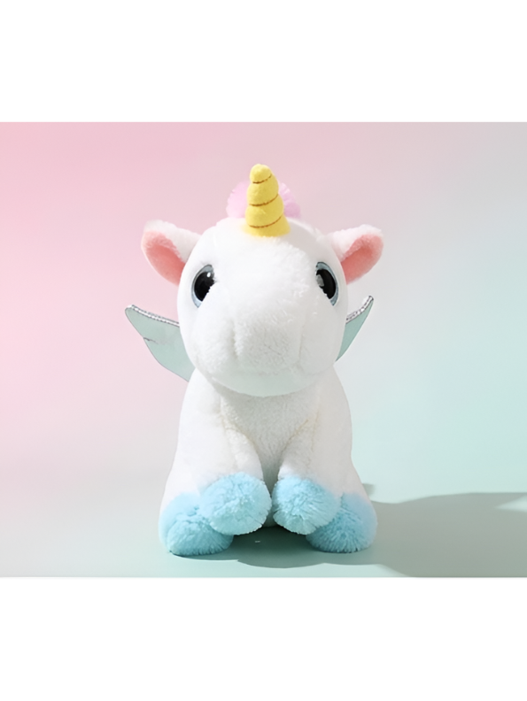 Magical Unicorn Plush Toy – 8-Inch Cute Stuffed Pegasus with Shimmering Wings, Glitter Eyes, and Rainbow Tail – Soft White Unicorn Soft Toy for Kids ST11066