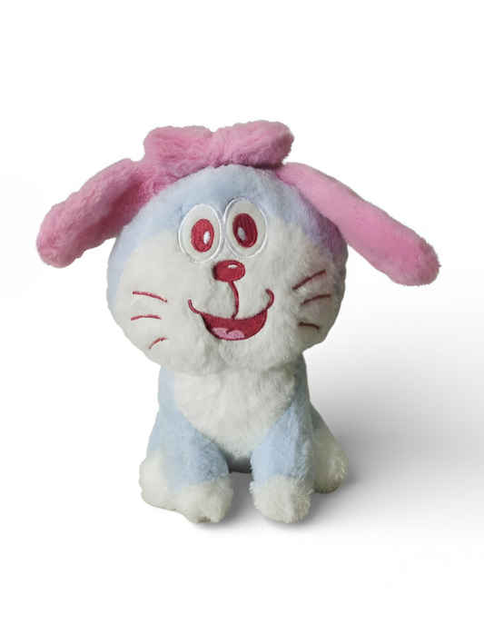 Doraemon Plush Toy 21-cm – Soft Blue & White Stuffed Figure with Pink Bow