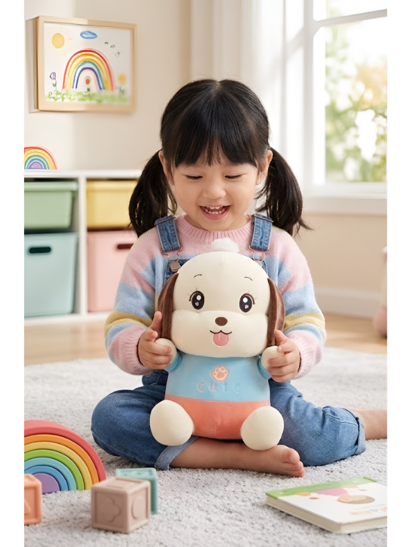 Puppy Dog Toy – 12-Inch Soft Plush Premium Cuddly Stuffed Animal with Blue Shirt & Pink Pants, Cute Plushie for Kids, Toddlers & Gift ST13992