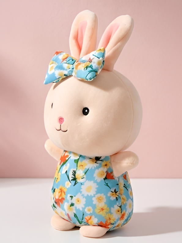 Bunny Toy with Floral Dress and Bow | 7-Inch Cute Plush Soft Stuffed Animal Rabbit for Toddlers ST11129