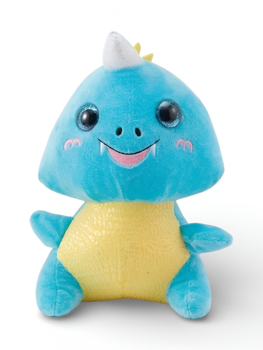 Dragon Plush Toy 7 Inch – Blue Soft Stuffed Animal with Sparkly Unicorn Horn & Glitter Eyes, Cute Dinosaur Cuddle Buddy for Kids ST11923