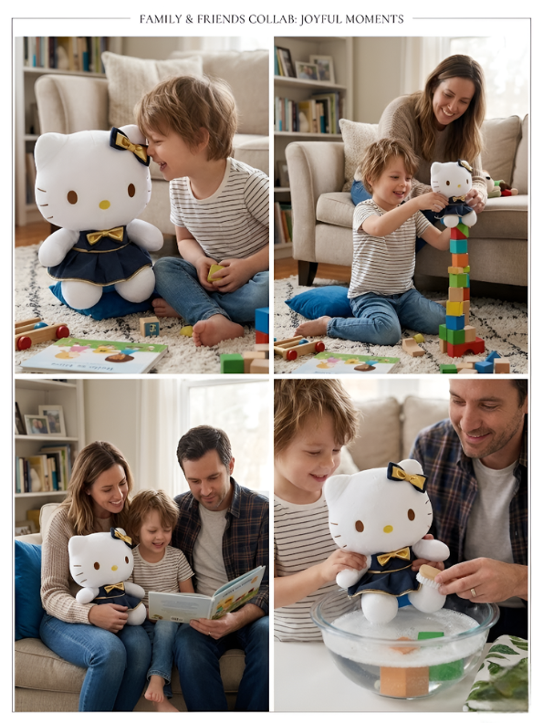 Hello Kitty 40cm Limited Edition Collector’s Plush Doll – Navy Blue Dress with Metallic Gold Bow, Premium Soft Toy for Kids & Collectors ST16372