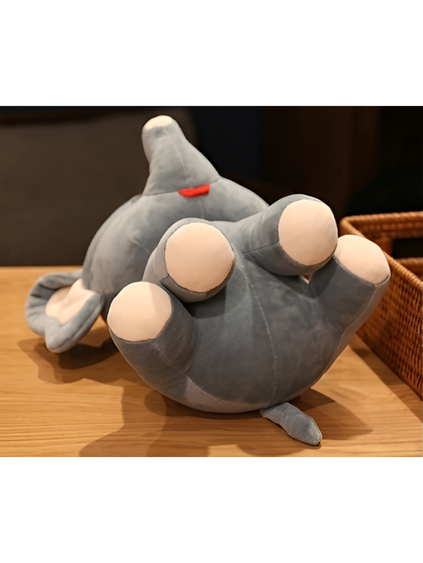Crown Elephant Plush Toy - Soft Grey Elephant Stuffed Animal with Golden Crown, Big Ears, and Upturned Trunk, Kawaii Plushie Doll for Kids ST11471