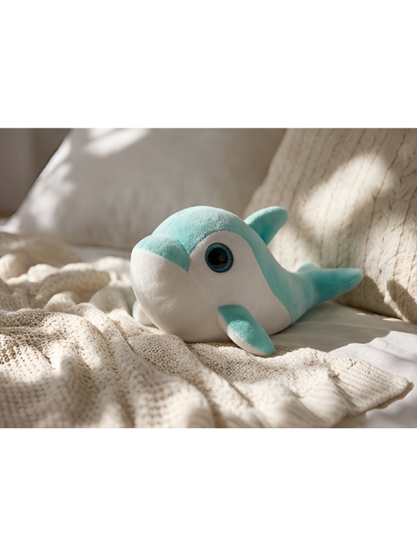 Dolphin Plush Toy - 7-Inch Cute Coral Blue Soft Stuffed Animal Marine Life Teddy Bear with Big Blue Glitter Eyes for Kids and Toddlers ST14658