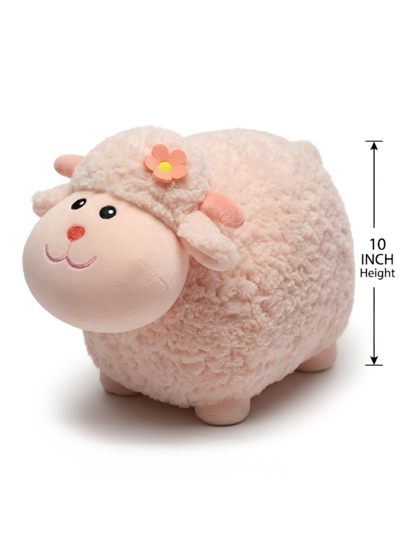 Sheep Plush Toy – 10-Inch Cute Pink Fluffy Lamb Soft Stuffed Animal with Flower Accent, Kawaii Lamb Pillow Plushie Gift for Kids and Toddlers ST11470