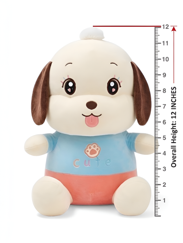 Puppy Dog Toy – 12-Inch Soft Plush Premium Cuddly Stuffed Animal with Blue Shirt & Pink Pants, Cute Plushie for Kids, Toddlers & Gift ST13992