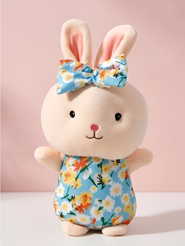 Bunny Toy with Floral Dress and Bow | 7-Inch Cute Plush Soft Stuffed Animal Rabbit for Toddlers ST11129