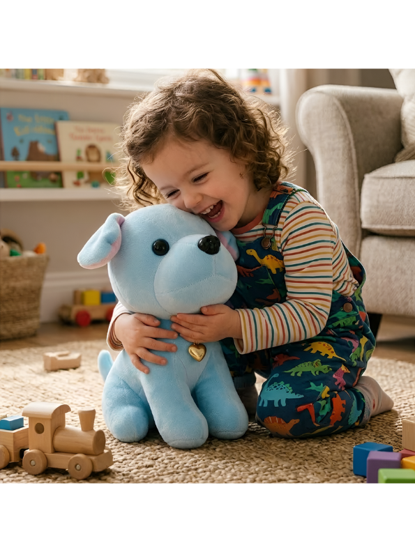 Blue Labrador Puppy Plush Soft Toy with Bell Collar – 7-Inch Ultra-Soft Stuffed Dog for Kids & Toddlers, Cute Cuddly Animal Gift for Boys & Girls ST12003
