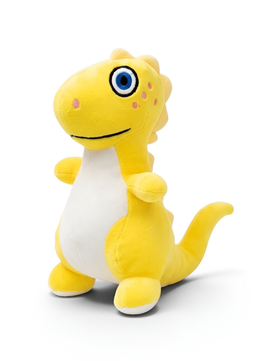 7-Inch Cute Yellow Dinosaur Plush Toy – Soft Stuffed Dino Animal Layered Scales with Large Blue Eyes, Fluffy Small Dinosaur Plushies for Toddlers ST14578