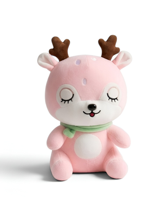 Deer Plush Toy – 10-Inch Cute Pink Soft Stuffed Animal with Scarf for Kids and Toddlers ST11473