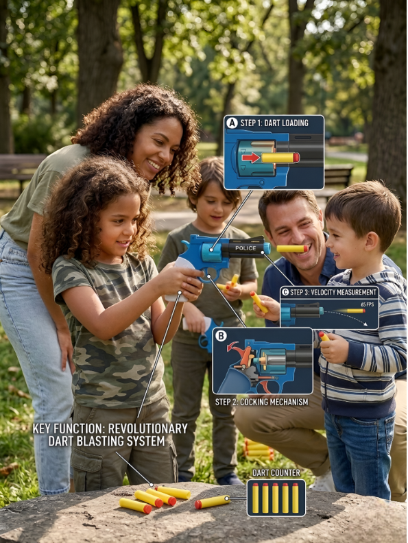 Blue Police Rifle Toy Gun with Soft Bullets – Safe Role Play Shooter for Kids LMI11213.