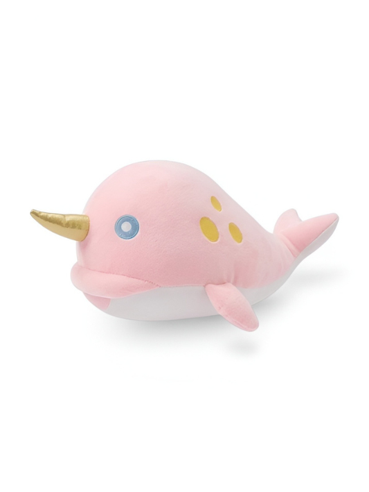Cute Narwhal Plush Soft Toy (7 Inch) – Pink Stuffed Animal with Golden Horn, Ultra-Soft Marine Toy for Kids ST14580