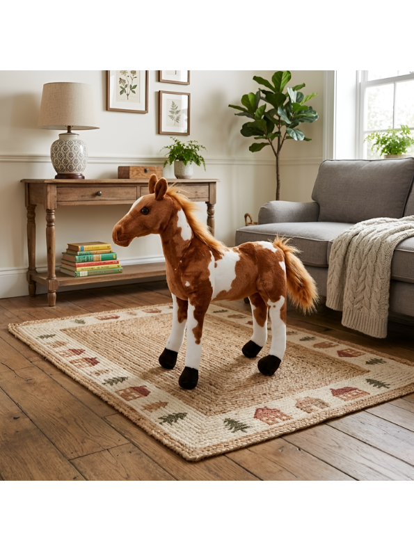Horse Plush Toy – Premium 45cm Realistic Standing Soft Stuffed Pony with White Patches, High-Quality Lifelike Animal Gift for Kids & Collectors ST14978