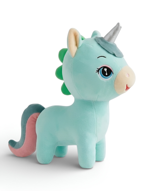 Unicorn Soft Toy Plushie – 7-Inch Cute Stuffed Animal for Kids, Girls & Toddlers | Blue Soft Velvet Fabric with Silver Metallic Horn | Cuddly Gift Toy ST11926