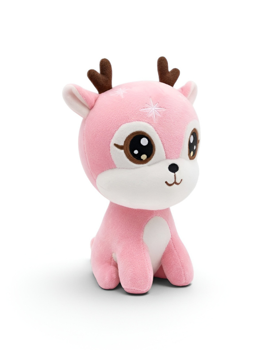 Deer Plush Toy - Pink 7-Inch Cute Soft Stuffed Animal Reindeer with Antlers, Kawaii Forest Friends Plushie for Kids ST11608