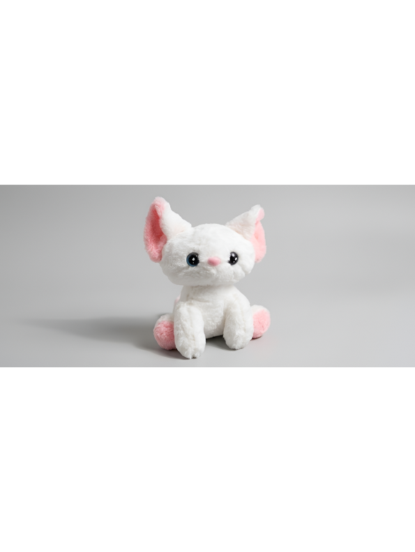 Cute White Kitty Plush Toy – 8-Inch Soft Stuffed Cat Animal with Large Blue Eyes and Pink Accents, Perfect Gift for Kids and Toddlers ST16507