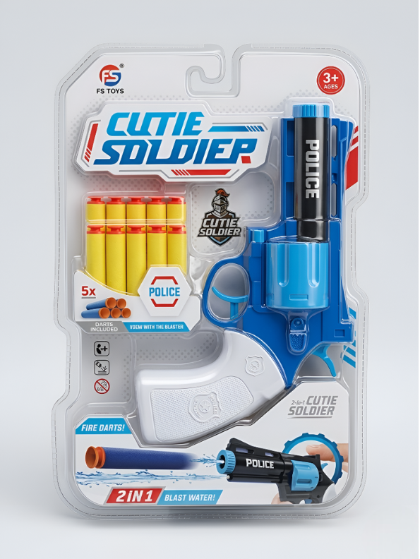 Blue Police Rifle Toy Gun with Soft Bullets – Safe Role Play Shooter for Kids LMI11213.