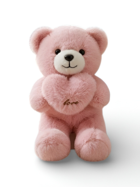 Luxury Handcrafted Soft Blush Teddy Bear – 40CM Plush “Love” Heart Edition Stuffed Toy for Gifting, Baby Nursery Decor ST16266