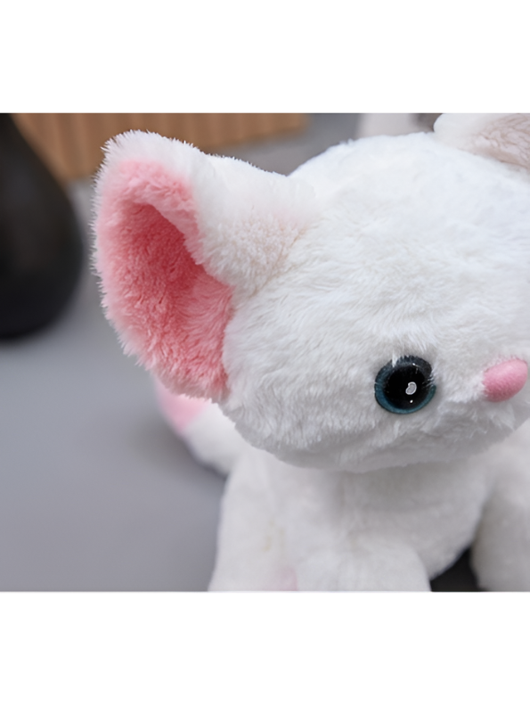 Cute White Kitty Plush Toy – 8-Inch Soft Stuffed Cat Animal with Large Blue Eyes and Pink Accents, Perfect Gift for Kids and Toddlers ST16507