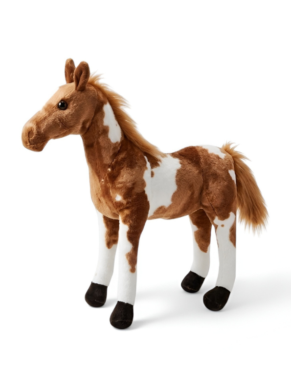 Horse Plush Toy – Premium 45cm Realistic Standing Soft Stuffed Pony with White Patches, High-Quality Lifelike Animal Gift for Kids & Collectors ST14978