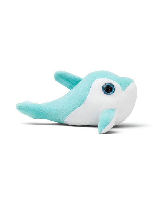 Dolphin Plush Toy - 7-Inch Cute Coral Blue Soft Stuffed Animal Marine Life Teddy Bear with Big Blue Glitter Eyes for Kids and Toddlers ST14658