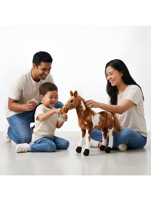 Horse Plush Toy – Premium 45cm Realistic Standing Soft Stuffed Pony with White Patches, High-Quality Lifelike Animal Gift for Kids & Collectors ST14978
